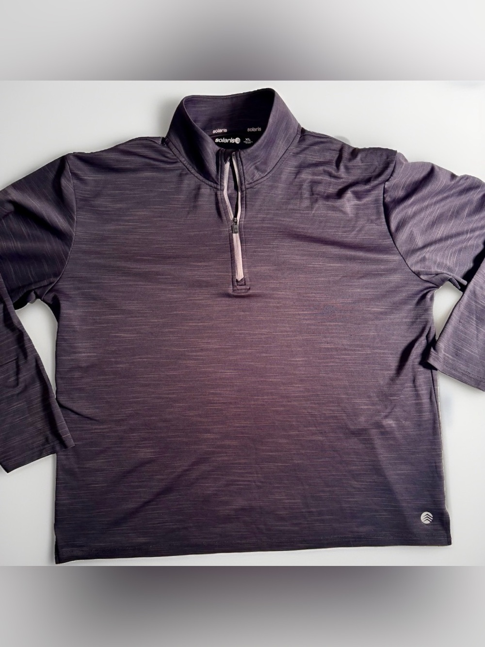 Solaris Mens XL Black Space Dye Quarter Zip Pullover Performance Mock Neck Top